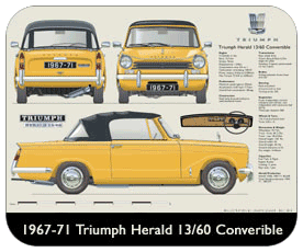 Triumph Herald 13/60 Convertible 1967-71 Place Mat, Small